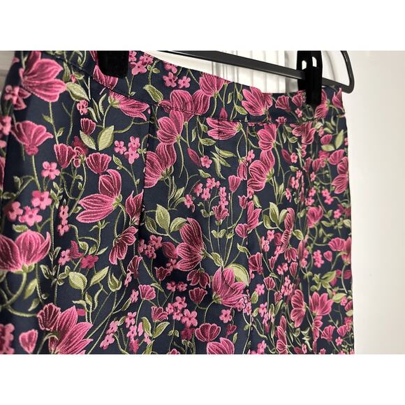 EUC ANTHRO En Saison Lilija Straight Jacquard Trousers Floral Zip Ankle Sz Small - Picture 3 of 8